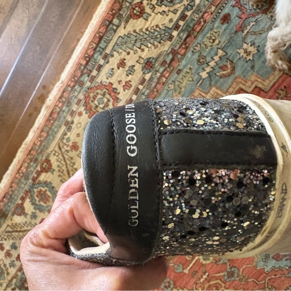 Golden Goose Women's Glitter Star Sneakers - Black and White - Picture 5 of 6